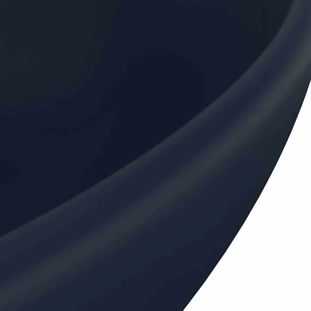 Oval Ceramic Bathroom Basin Matt Dark Blue 40x33 cm Wash Sink Vessel