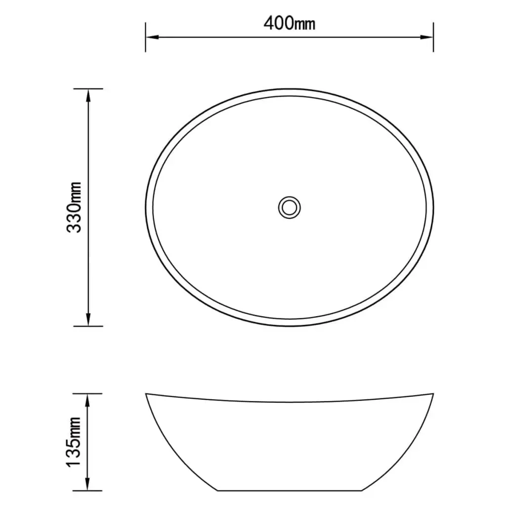 Oval Ceramic Bathroom Basin Matt Dark Blue 40x33 cm Wash Sink Vessel