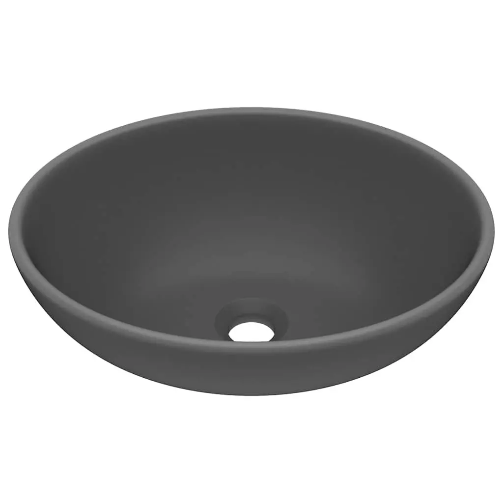 Grey Matt Oval Sink for Bathrooms 40x33 cm