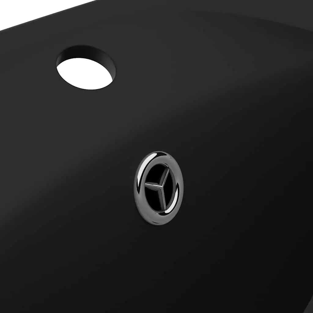 Oval Ceramic Basin Bathroom Sink Matt Black Washbasin Overflow 58.5 x 39 cm