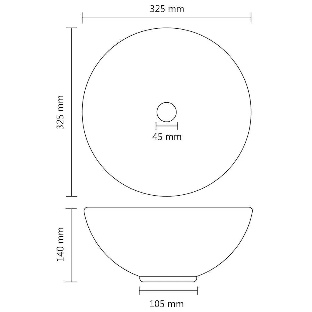 Round Ceramic Bathroom Basin Matt White Above Counter Sink Wash Bowl 32.5cm
