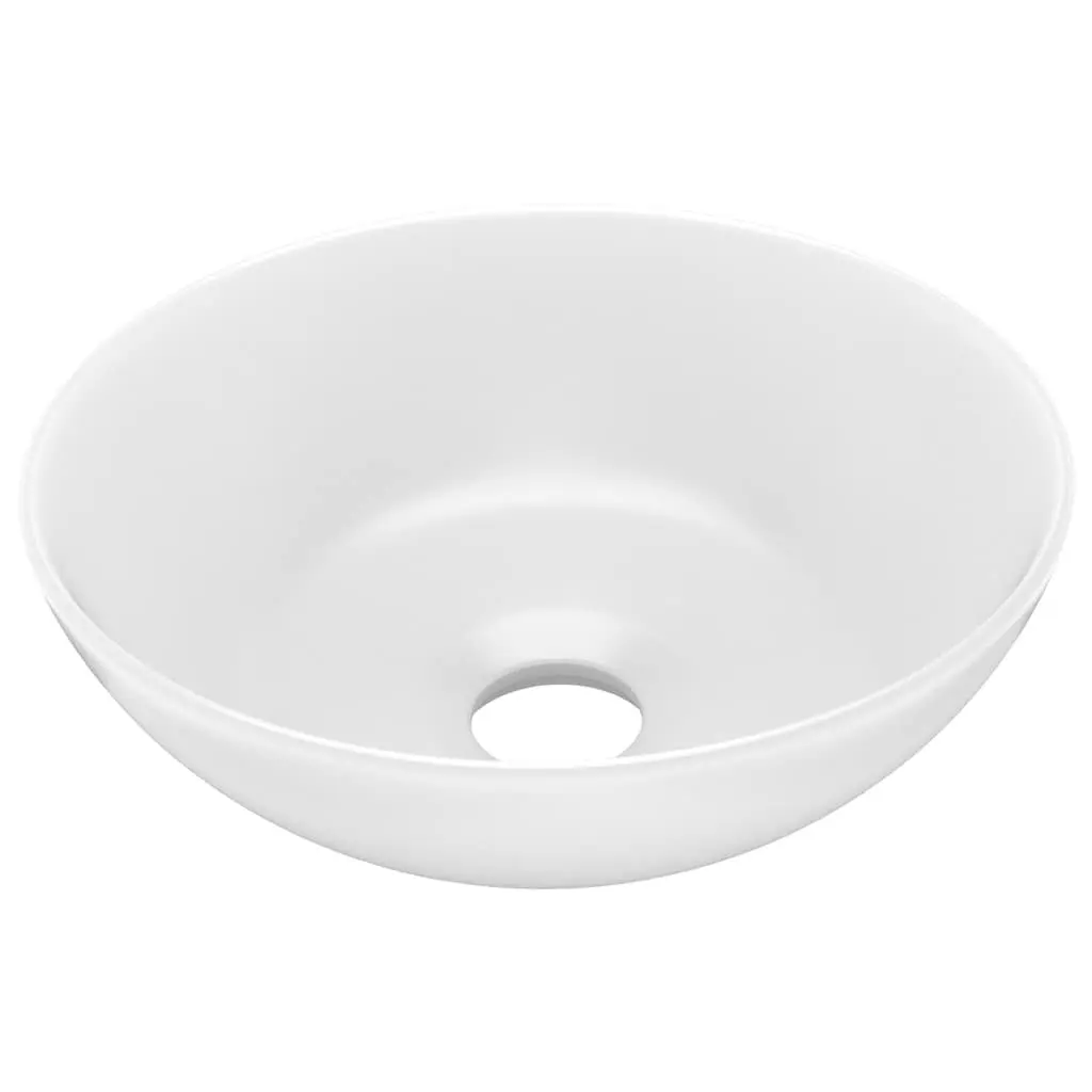 Round Ceramic Bathroom Basin Sink Matt White Above Counter Mount Vessel