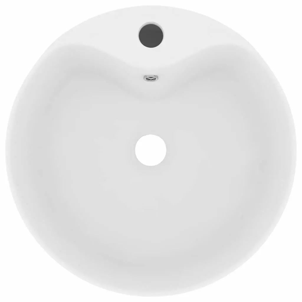 Round Ceramic Wash Basin in Matt White