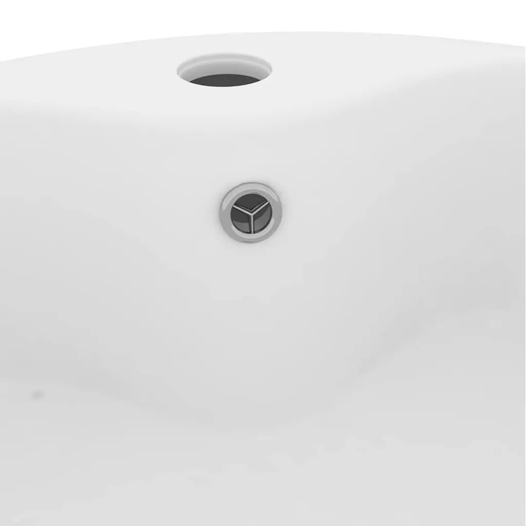 Round Ceramic Wash Basin in Matt White