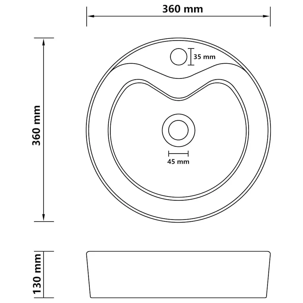 Round Ceramic Wash Basin in Matt White