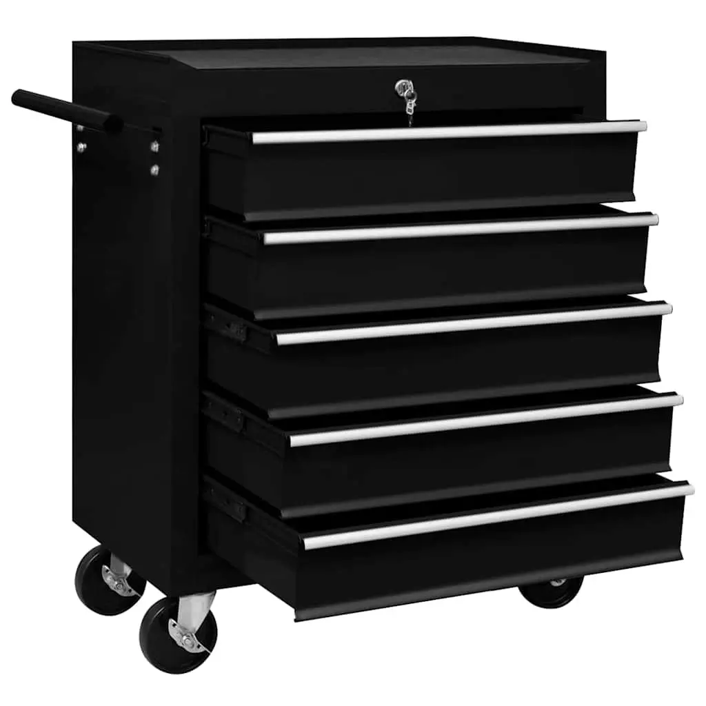Workshop Tool Trolley Organiser 5 Drawers Blue