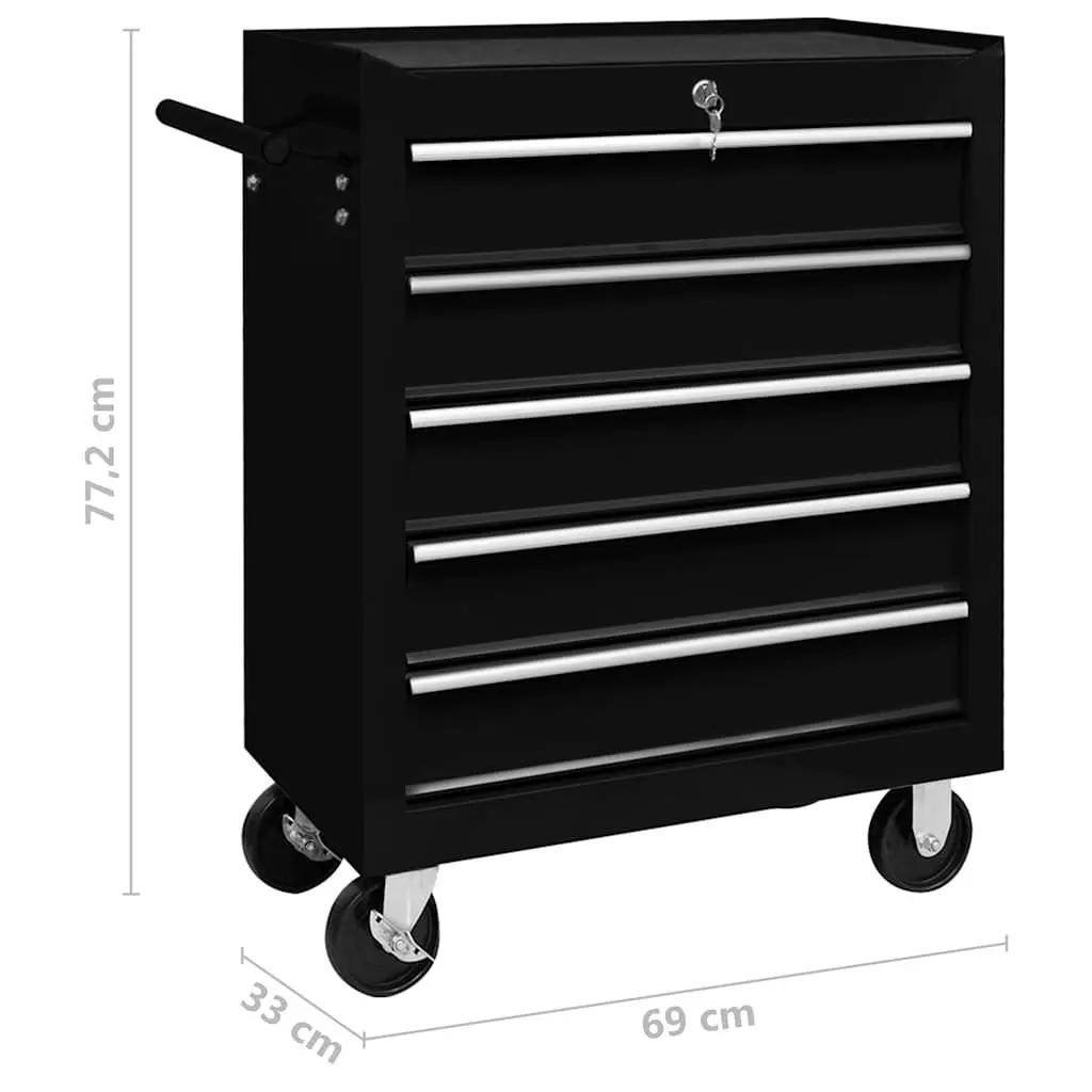 Workshop Tool Trolley Organiser 5 Drawers Blue