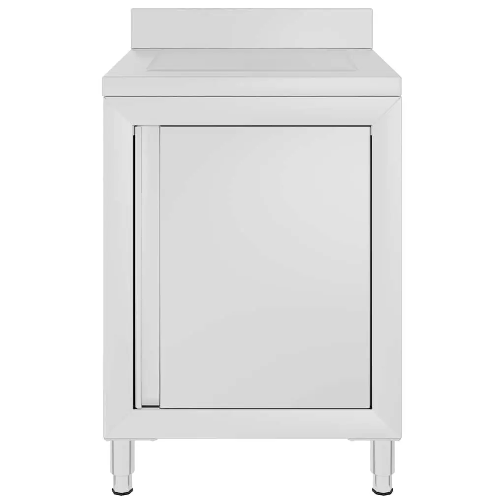 Commercial Kitchen Cabinet Drainboard Stainless Steel Work Table 60 x 60 x 96 cm