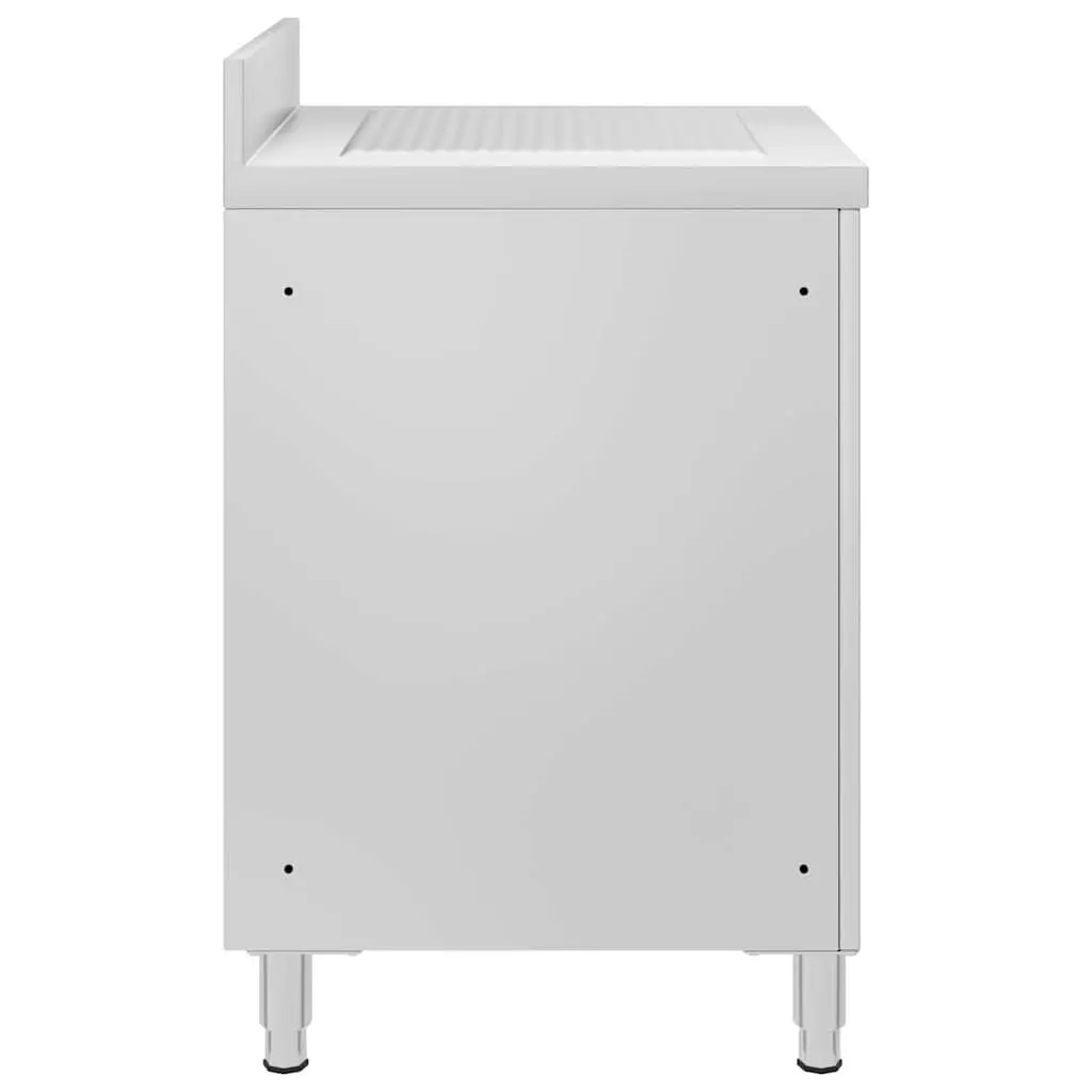 Commercial Kitchen Cabinet Drainboard Stainless Steel Work Table 60 x 60 x 96 cm