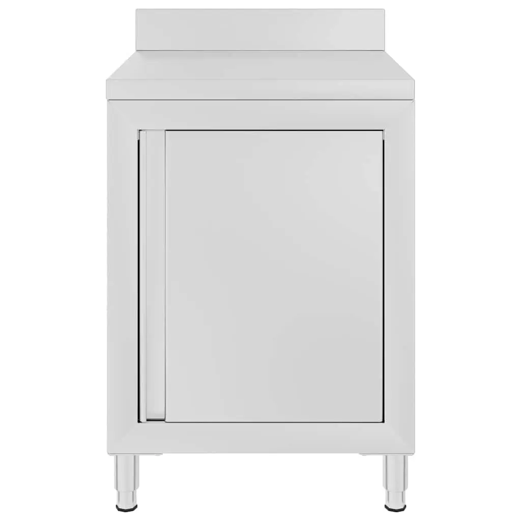 Stainless Steel Commercial Work Table with Storage Cabinet 60x60x96cm Kitchen