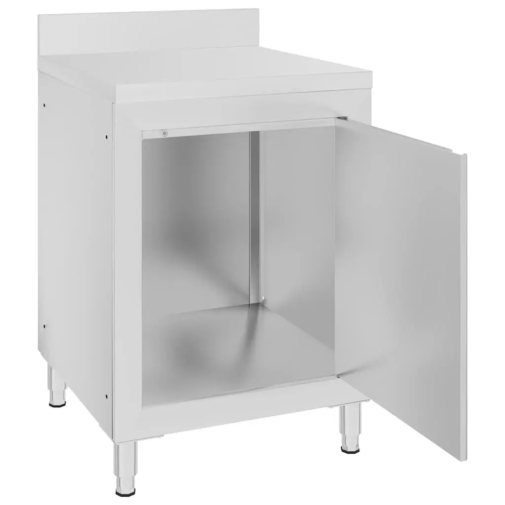 Stainless Steel Commercial Work Table with Storage Cabinet 60x60x96cm Kitchen