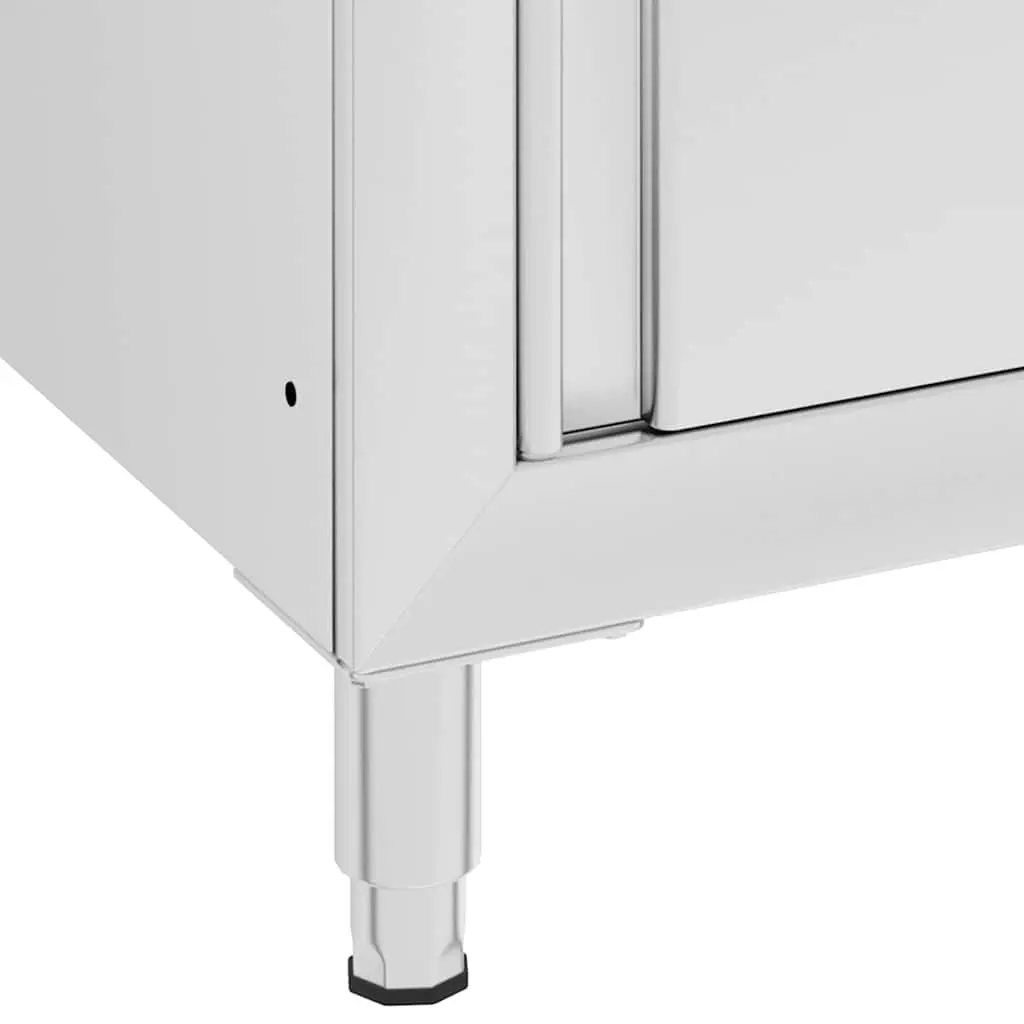 Stainless Steel Commercial Work Table with Storage Cabinet 60x60x96cm Kitchen