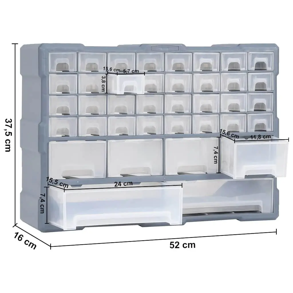 Multi-Drawer Organiser Tool Storage Cabinet 38 Drawers Grey