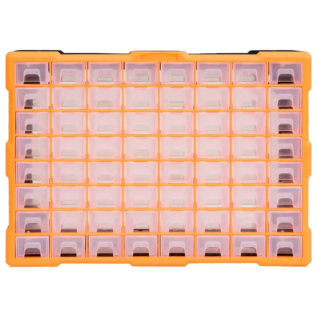 Multi-Drawer Organiser Tool Storage Box 64 Drawers Hardware Fasteners Organiser Orange