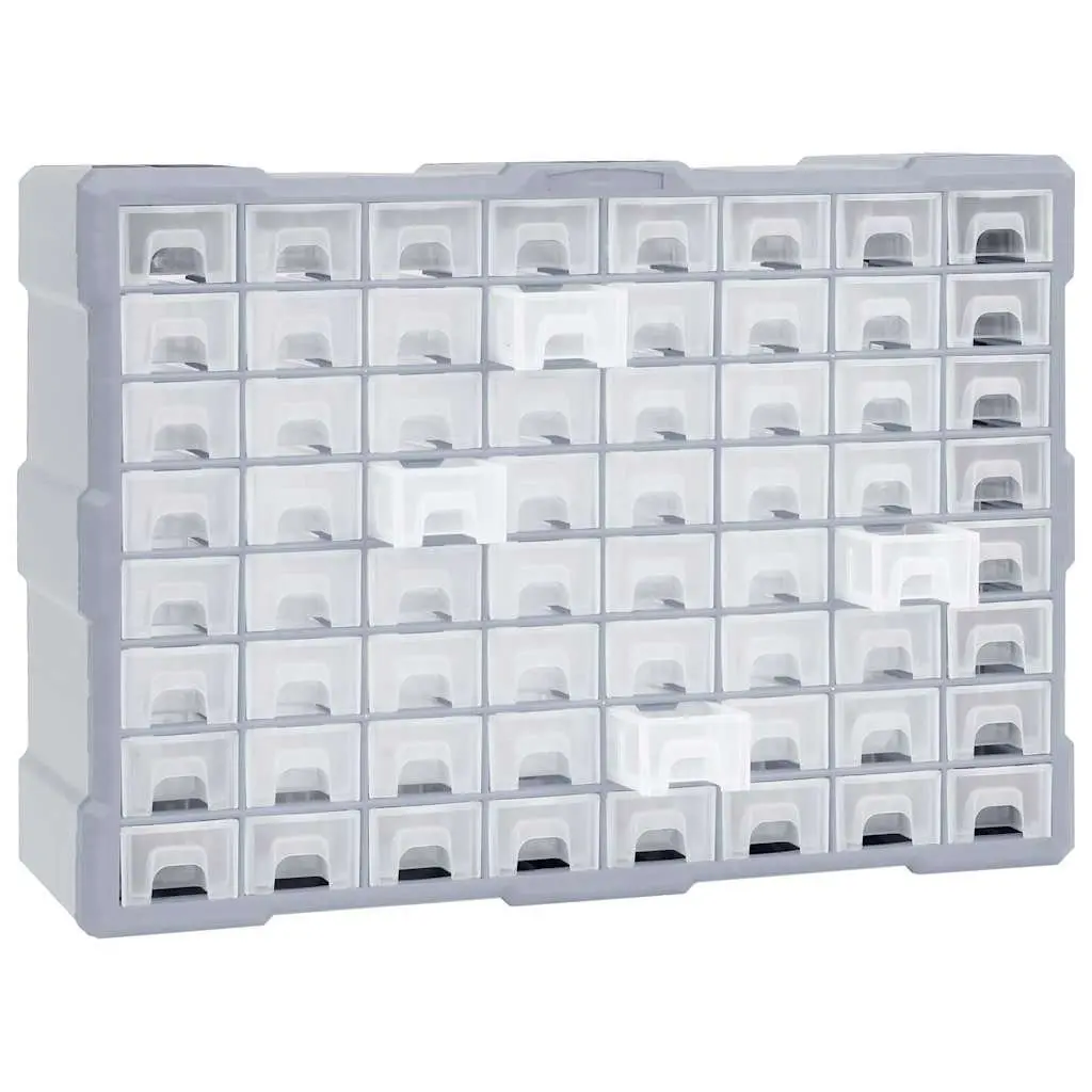 Tool Organiser Storage Box 64 Drawer Multi-Compartment Grey 52x16x37.5cm