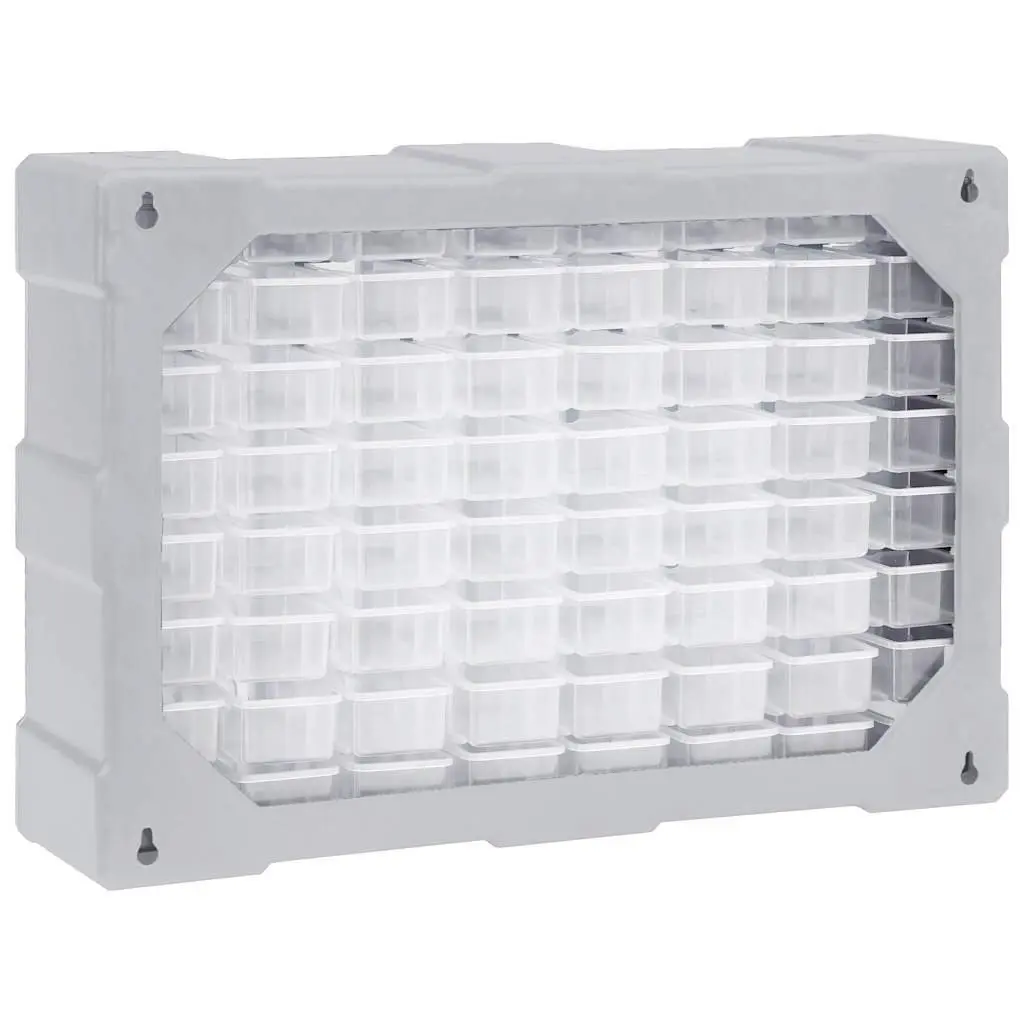 Tool Organiser Storage Box 64 Drawer Multi-Compartment Grey 52x16x37.5cm
