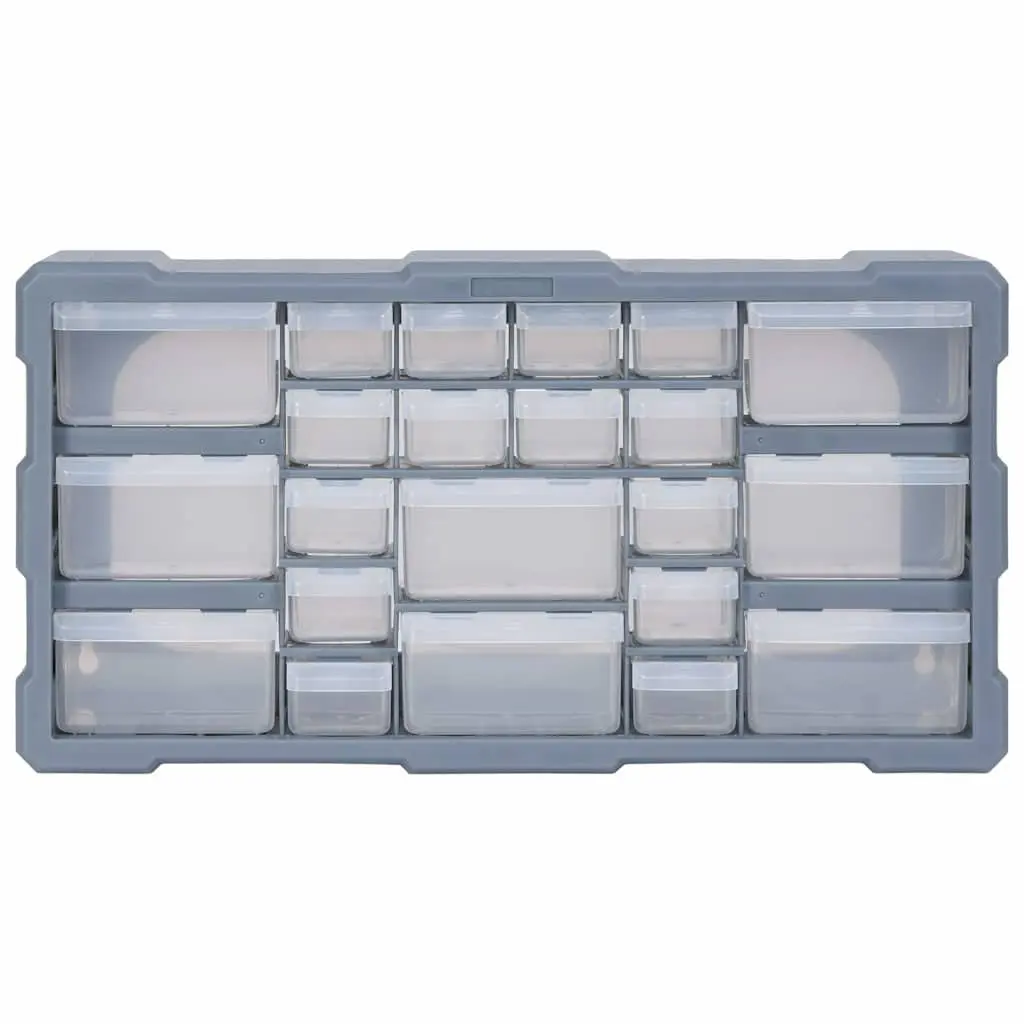 Multi-Drawer Tool Organiser Storage Box 22 Drawers Grey 49 x 16 x 25.5 cm