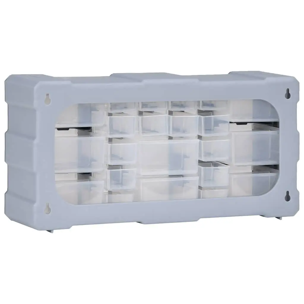 Multi-Drawer Tool Organiser Storage Box 22 Drawers Grey 49 x 16 x 25.5 cm