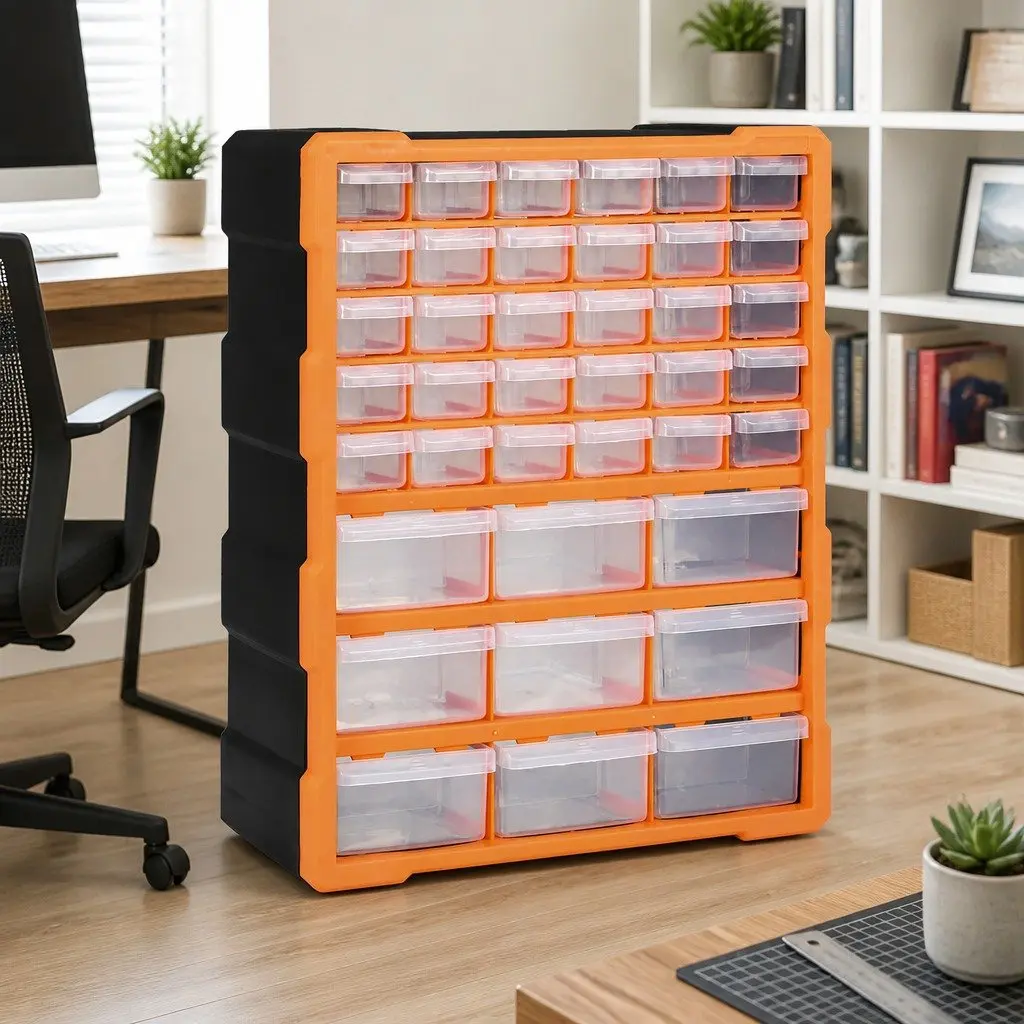 Multi-Drawer Organiser Tool Storage Box 39 Drawers Orange