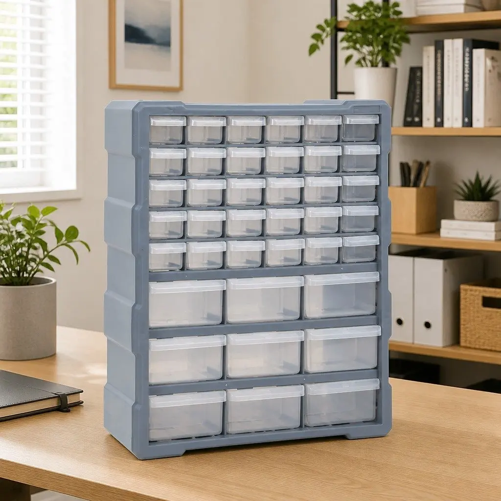 Multi-Drawer Organiser Tool Box Storage Cabinet 39 Drawers Grey