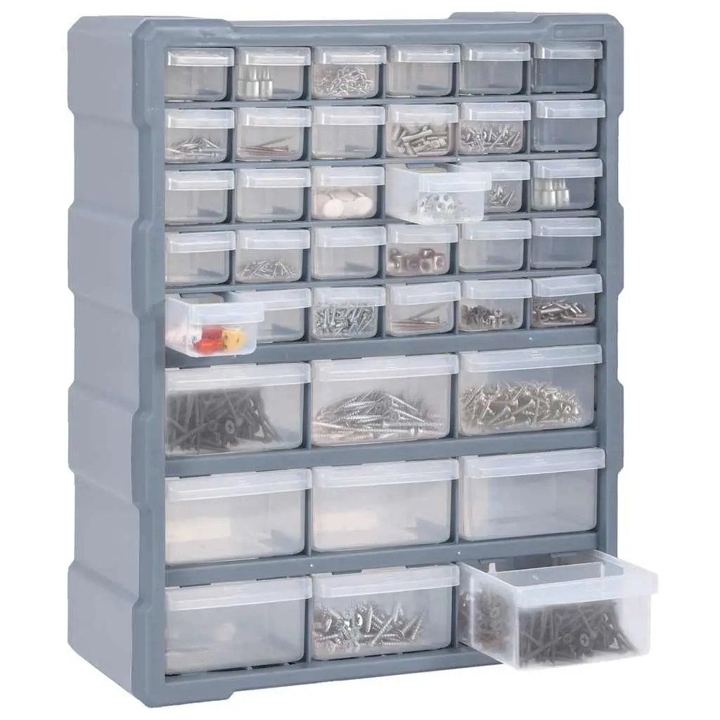 Multi-Drawer Organiser Tool Box Storage Cabinet 39 Drawers Grey