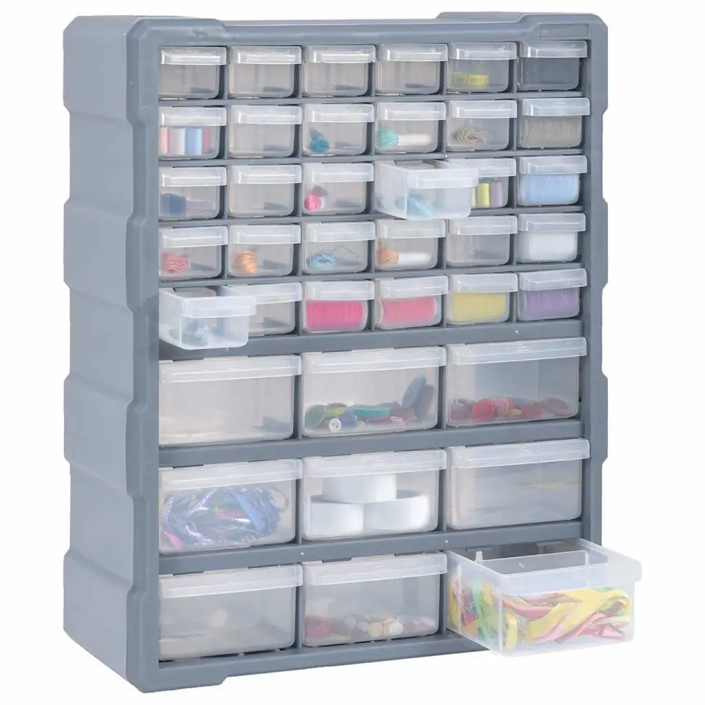 Multi-Drawer Organiser Tool Box Storage Cabinet 39 Drawers Grey