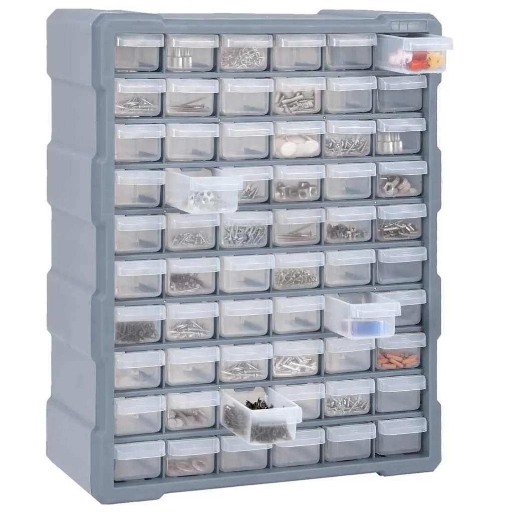 60 Drawer Tool Organiser Storage Box Workshop Hardware Grey 38 x 16 x 47.5 cm