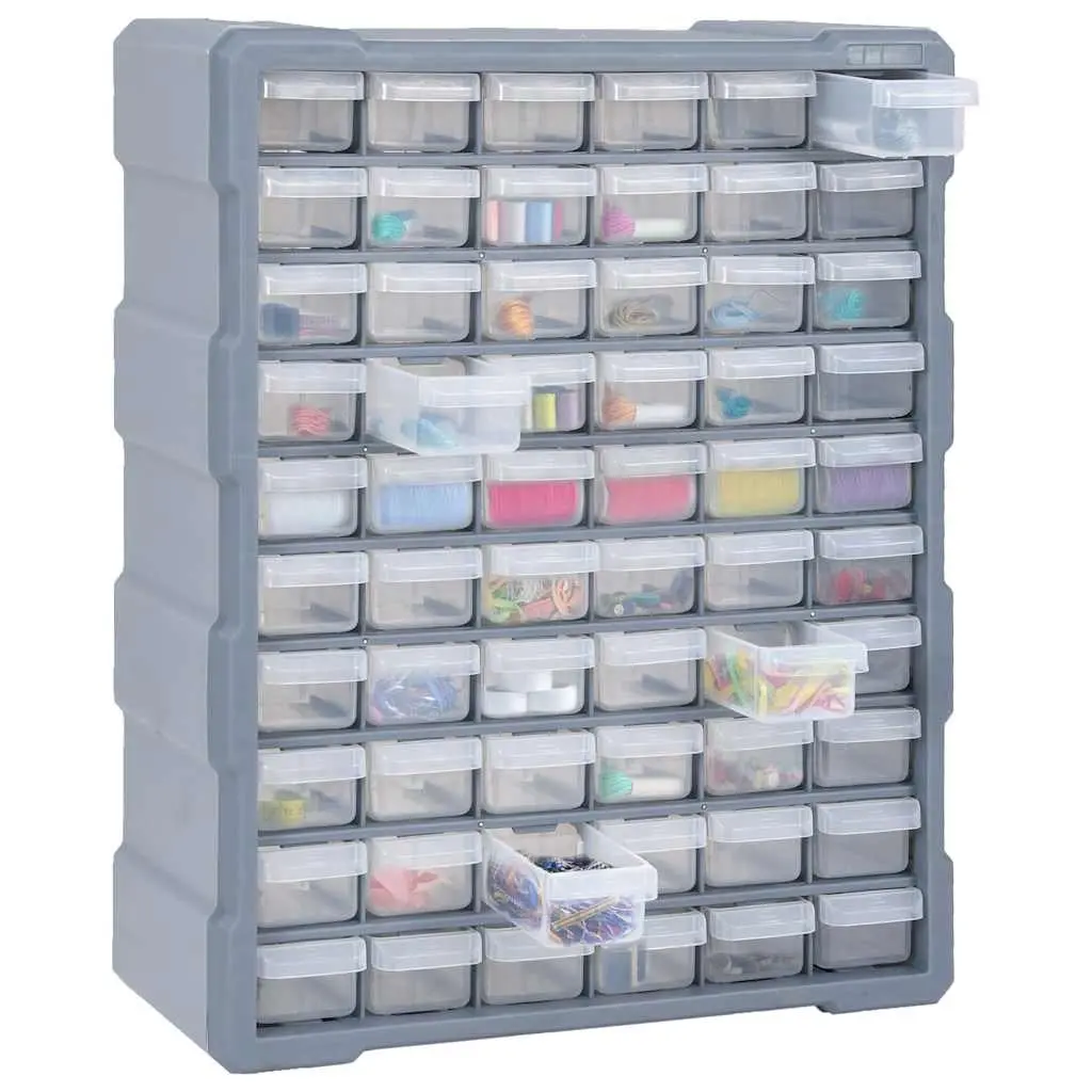 60 Drawer Tool Organiser Storage Box Workshop Hardware Grey 38 x 16 x 47.5 cm