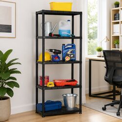 Warm and Functional 5-Tier Black Plastic Shelf