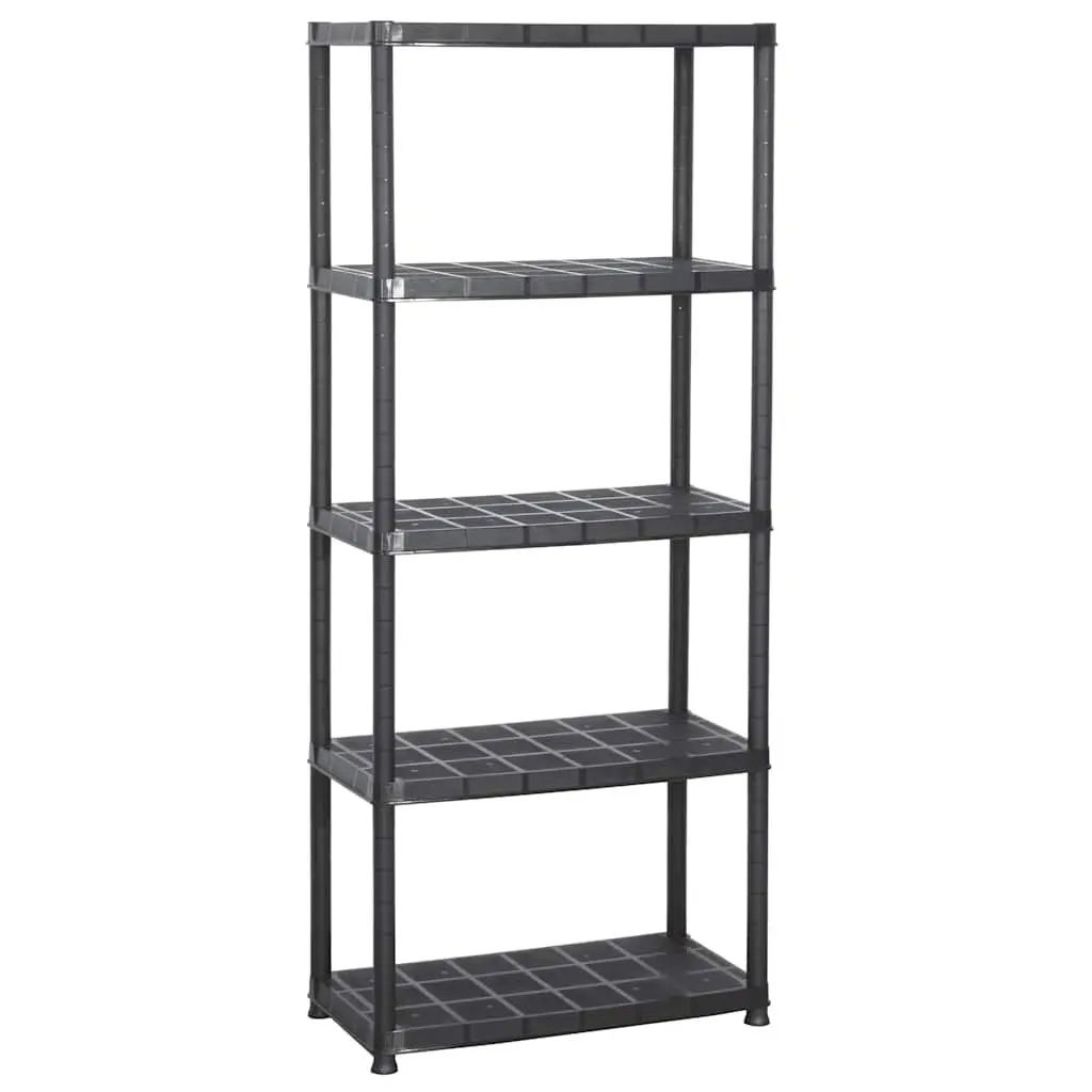 5-Tier Storage Shelf Black Plastic Shelving Unit