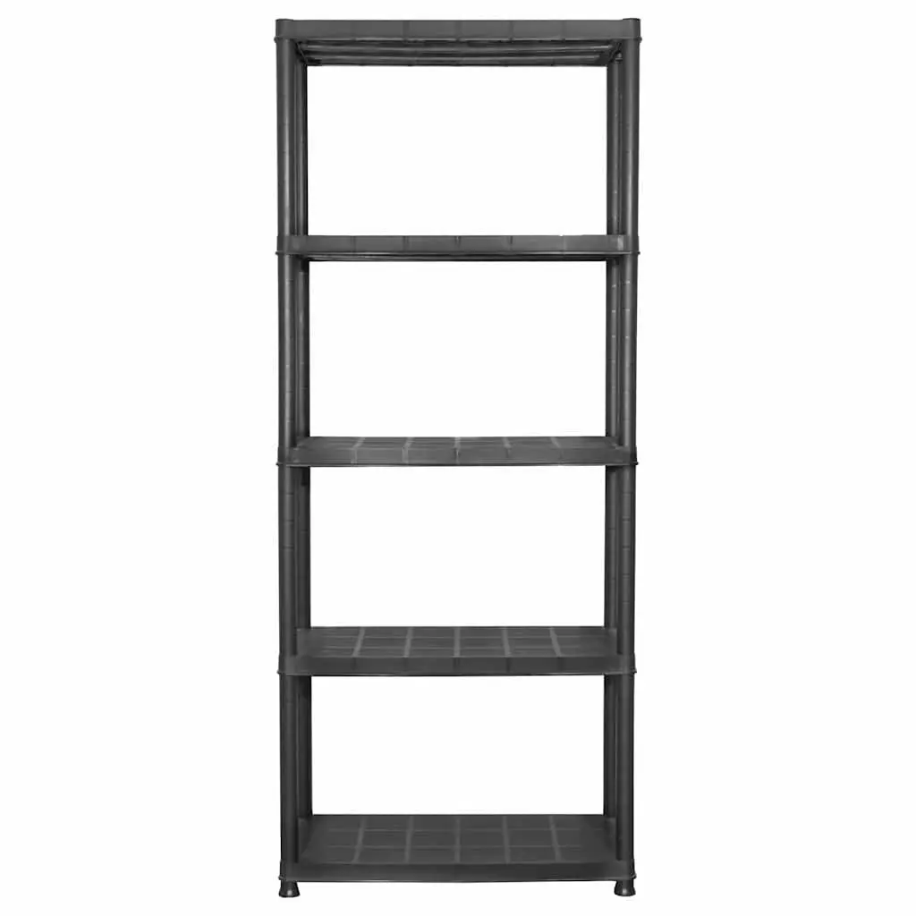 5-Tier Storage Shelf Black Plastic Shelving Unit