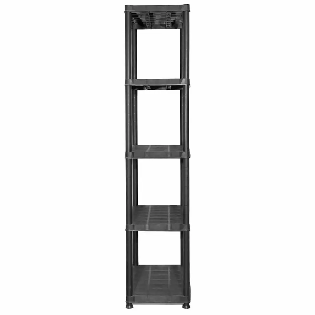 5-Tier Storage Shelf Black Plastic Shelving Unit