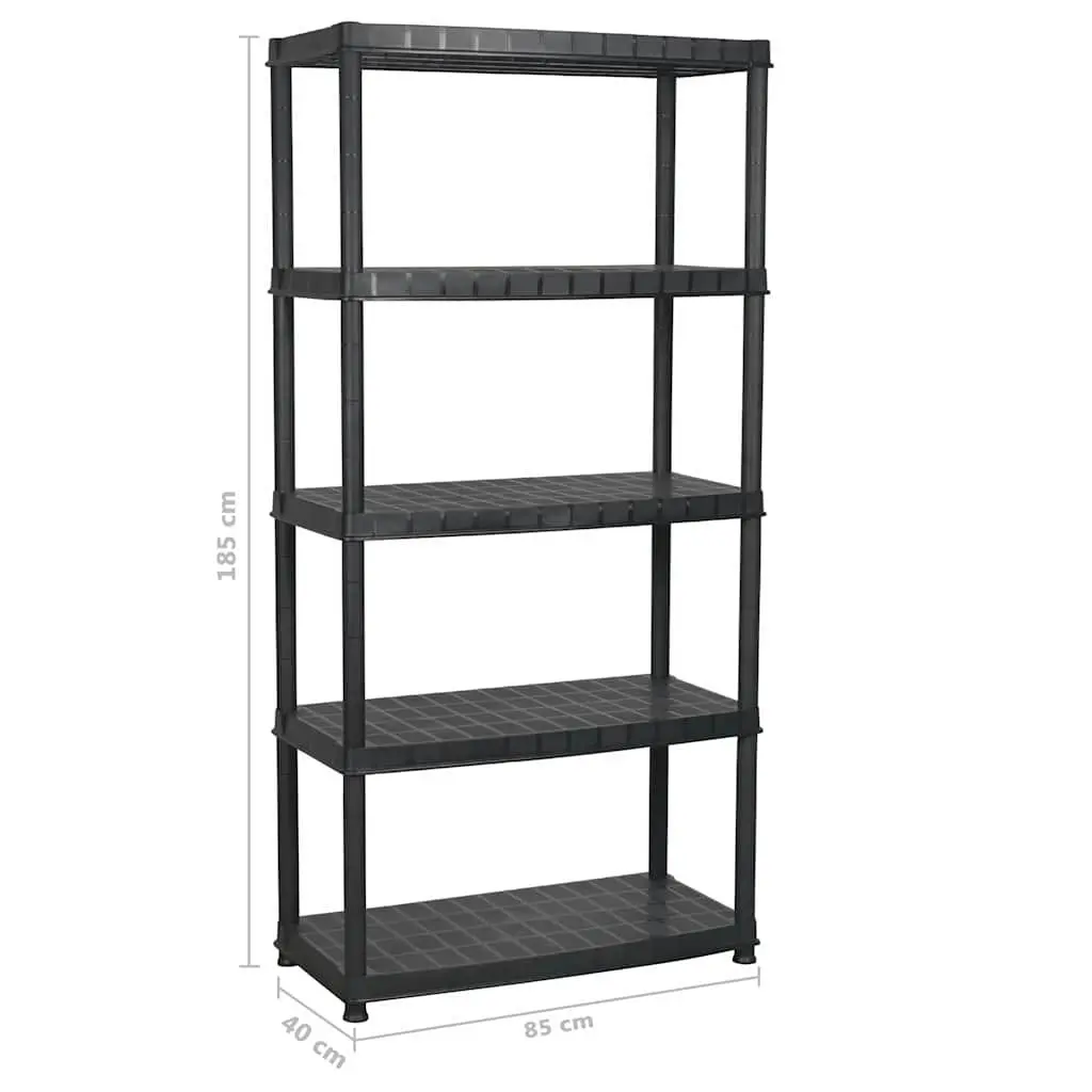 5-Tier Storage Shelf Organizer Rack Black Plastic Display Stand