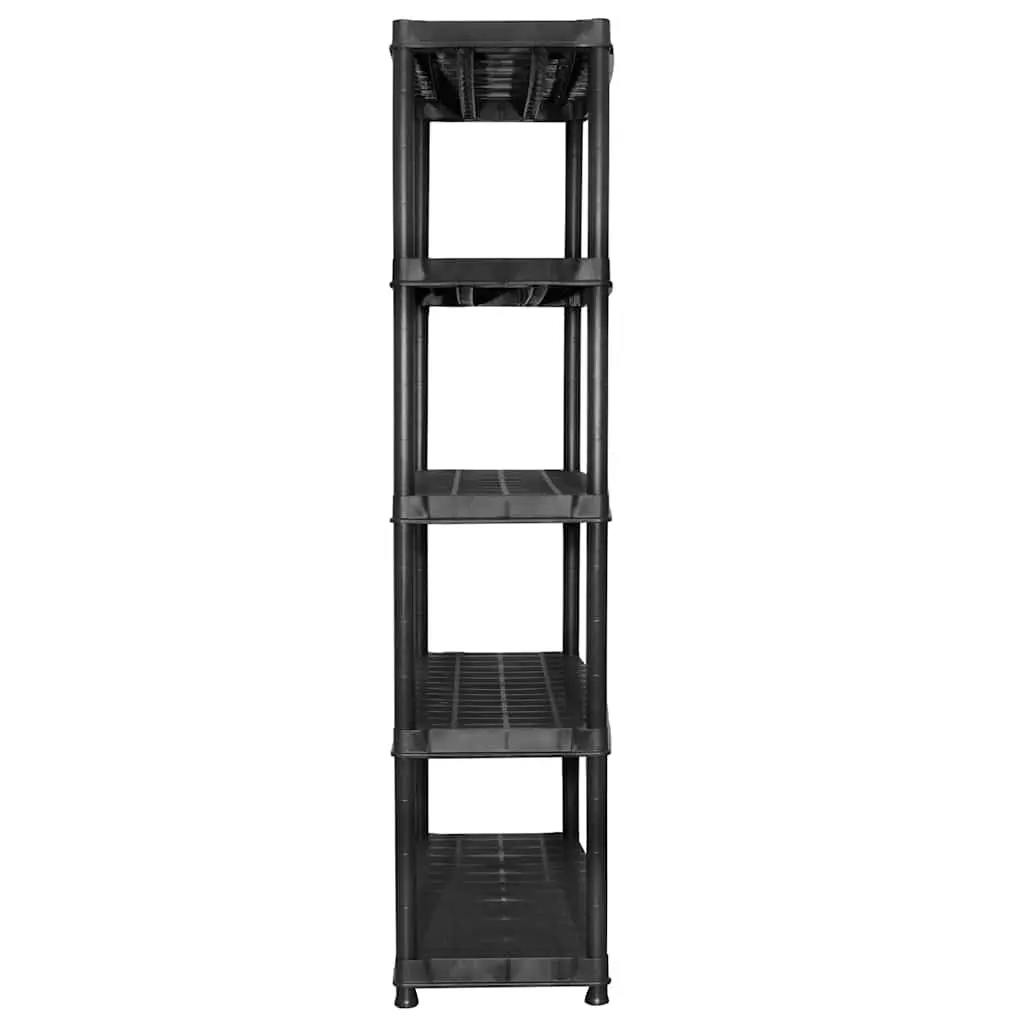 5-Tier Storage Shelf Organizing Books Black Plastic Shelving Unit
