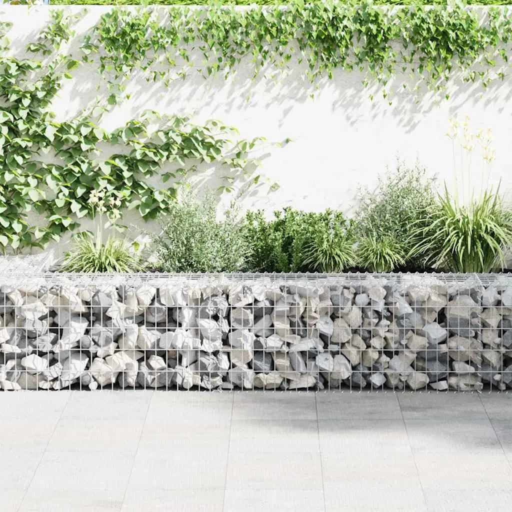 Gabion Wall Fence Panel Retaining Barrier 300x30x50 cm Silver