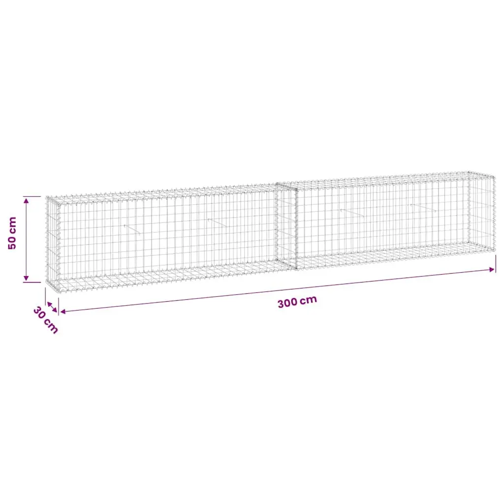 Gabion Wall Fence Panel Retaining Barrier 300x30x50 cm Silver