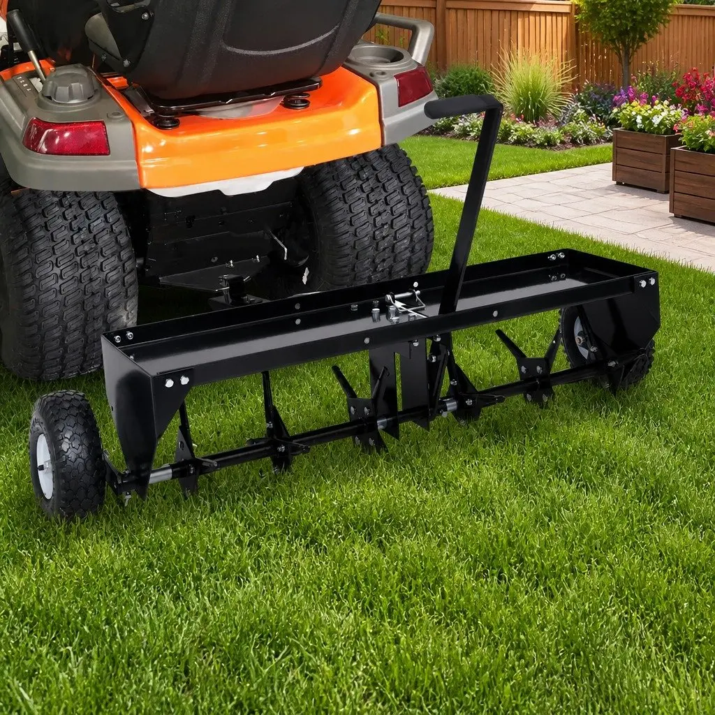 Lawn Aerator for Ride-on Mower 102cm Soil Loosening Garden Tool