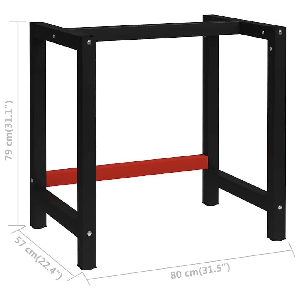 Metal Work Bench Frame Heavy Duty Table Legs 80x57x79cm Black
