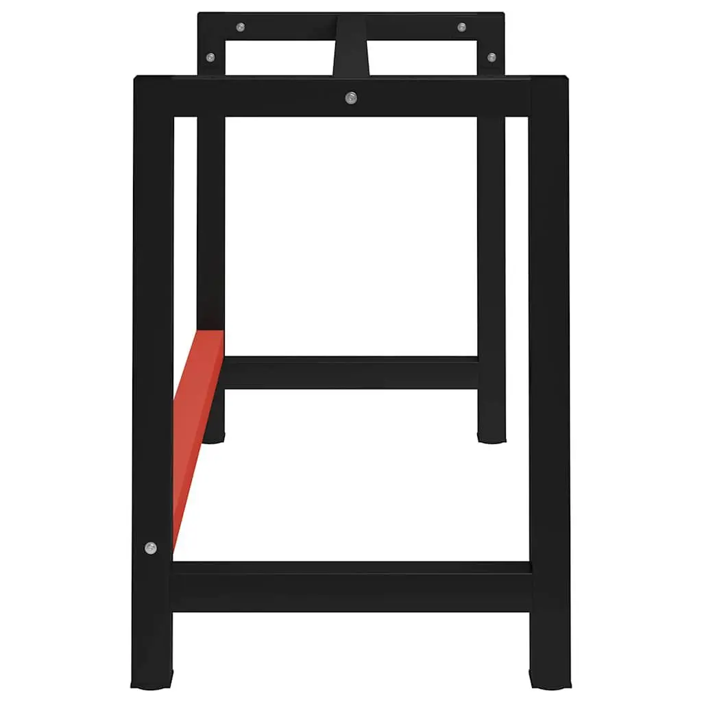 Metal Work Bench Frame Sturdy Workshop Table 120x57x79cm Black Red