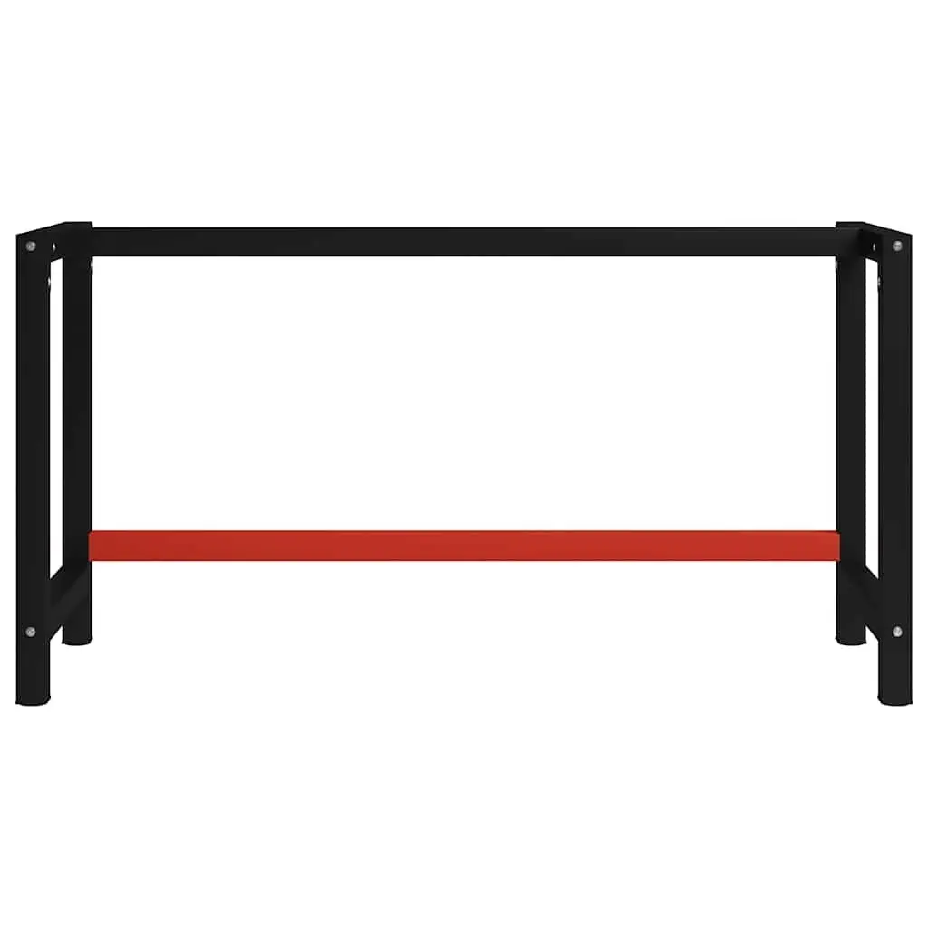 Metal Work Bench Frame Heavy Duty Table Legs 150 x 57 x 79 cm Black Red Powder Coated Industrial