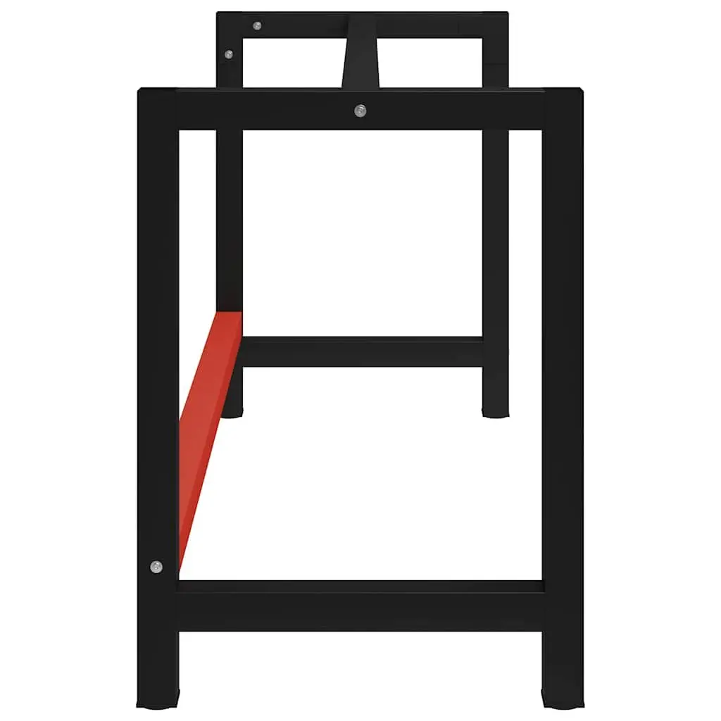 Metal Work Bench Frame Heavy Duty Table Legs 150 x 57 x 79 cm Black Red Powder Coated Industrial