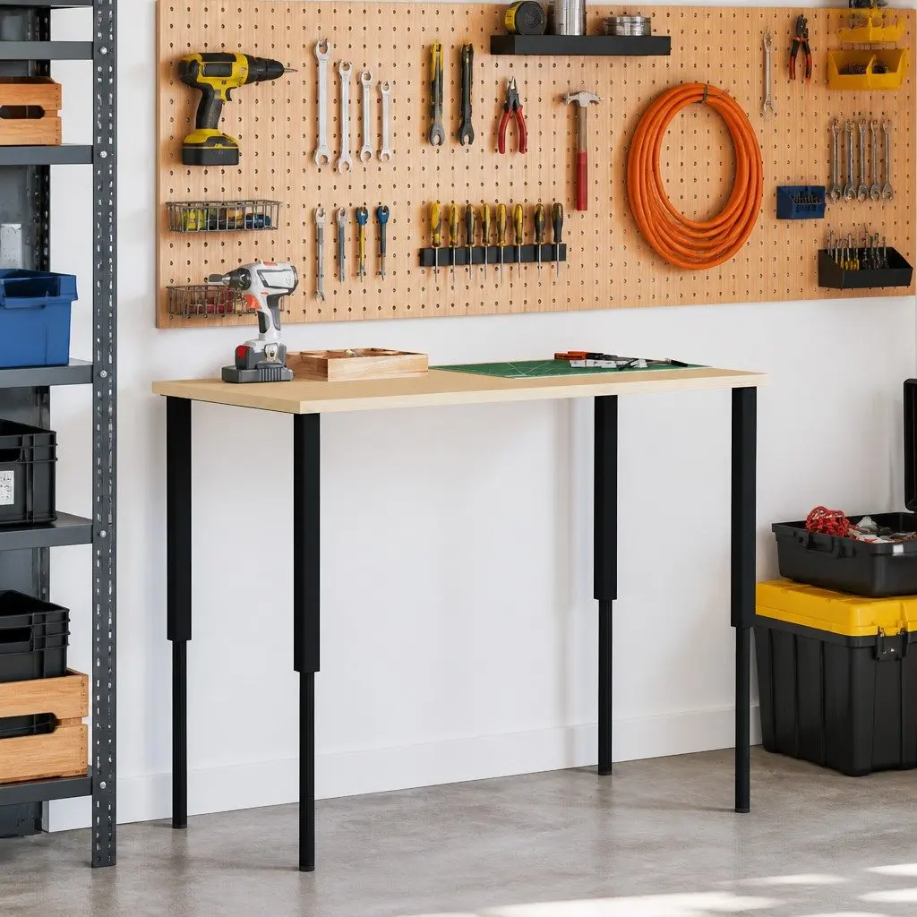 Adjustable Work Bench Frames Metal 55x(69-95.5) cm Black