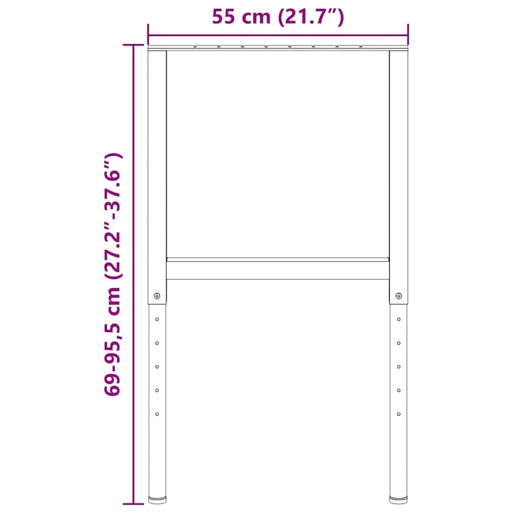 Adjustable Workbench Table Legs Frames 2 pcs Metal Grey 55x(69-95.5) cm Height