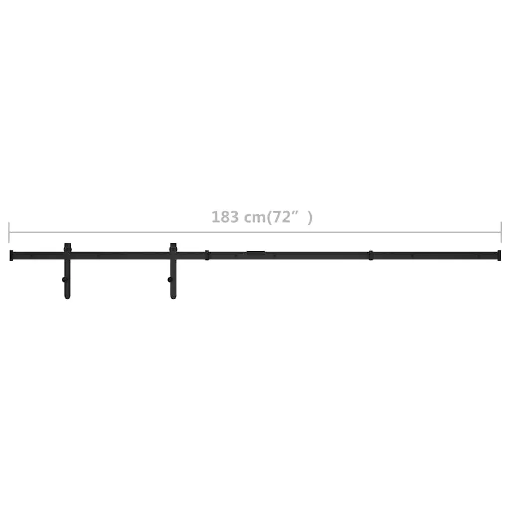 Mini Sliding Cabinet Door Kit Carbon Steel Track Rail Roller System 183cm Black