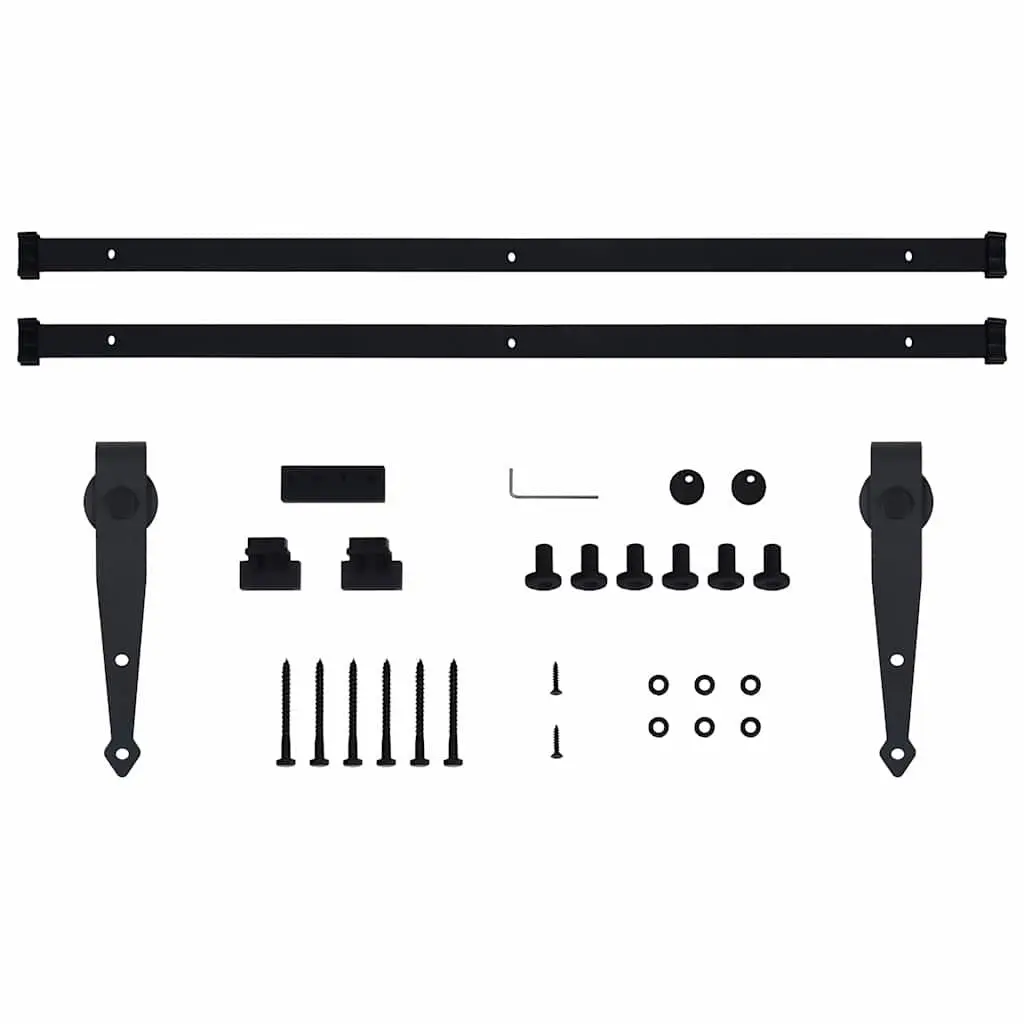 Mini Sliding Cabinet Door Hardware Kit Smooth Quiet Operation 200 cm Black