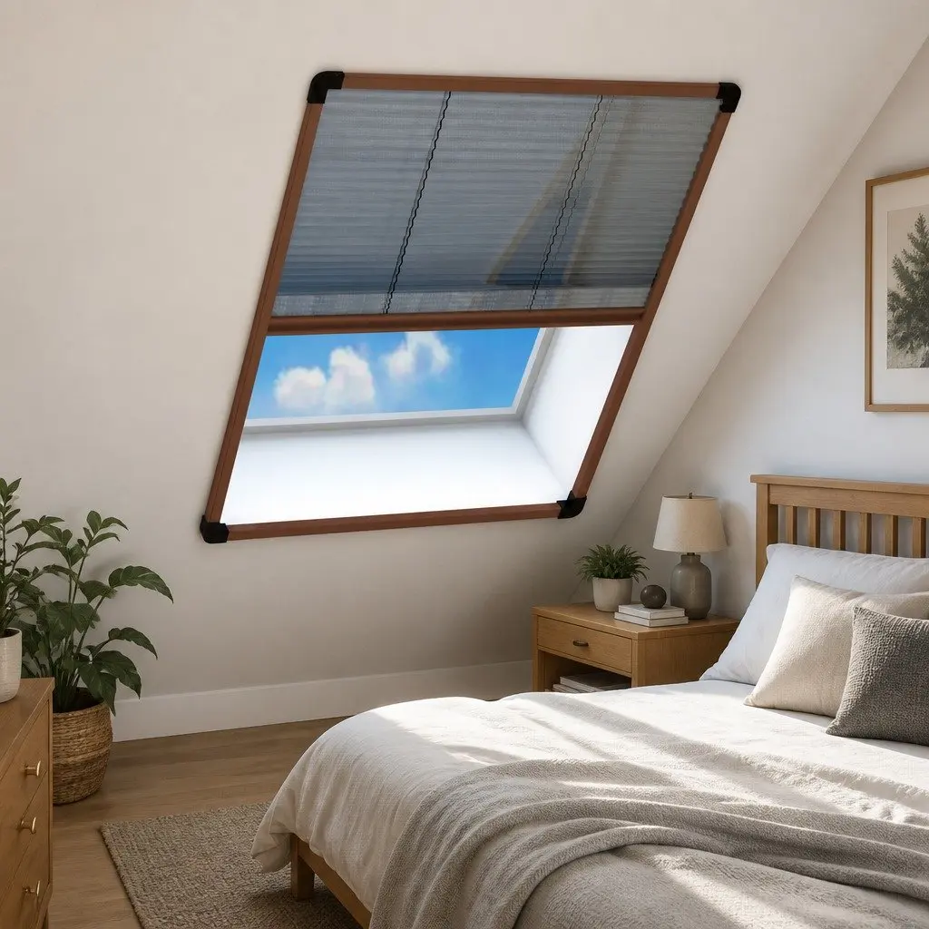 Plisse Insect Screen Aluminium Frame Brown 80x120cm