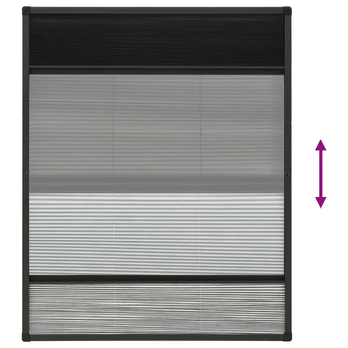 Plisse Insect Screen Window 80x100cm Mesh Shade Aluminium Frame Anthracite