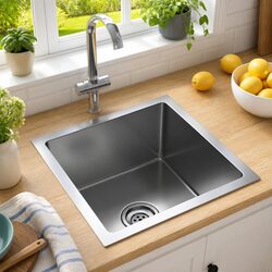 Handmade Stainless Steel Kitchen Sink Satin Undermount Drop In Flush Mount