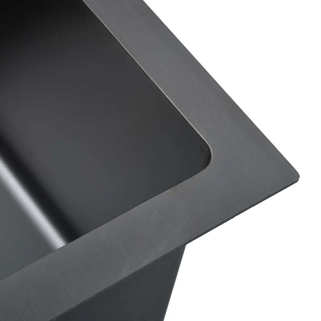 Black Kitchen Sink Stainless Steel Handmade Undermount Drop In Flush Mount Bowl