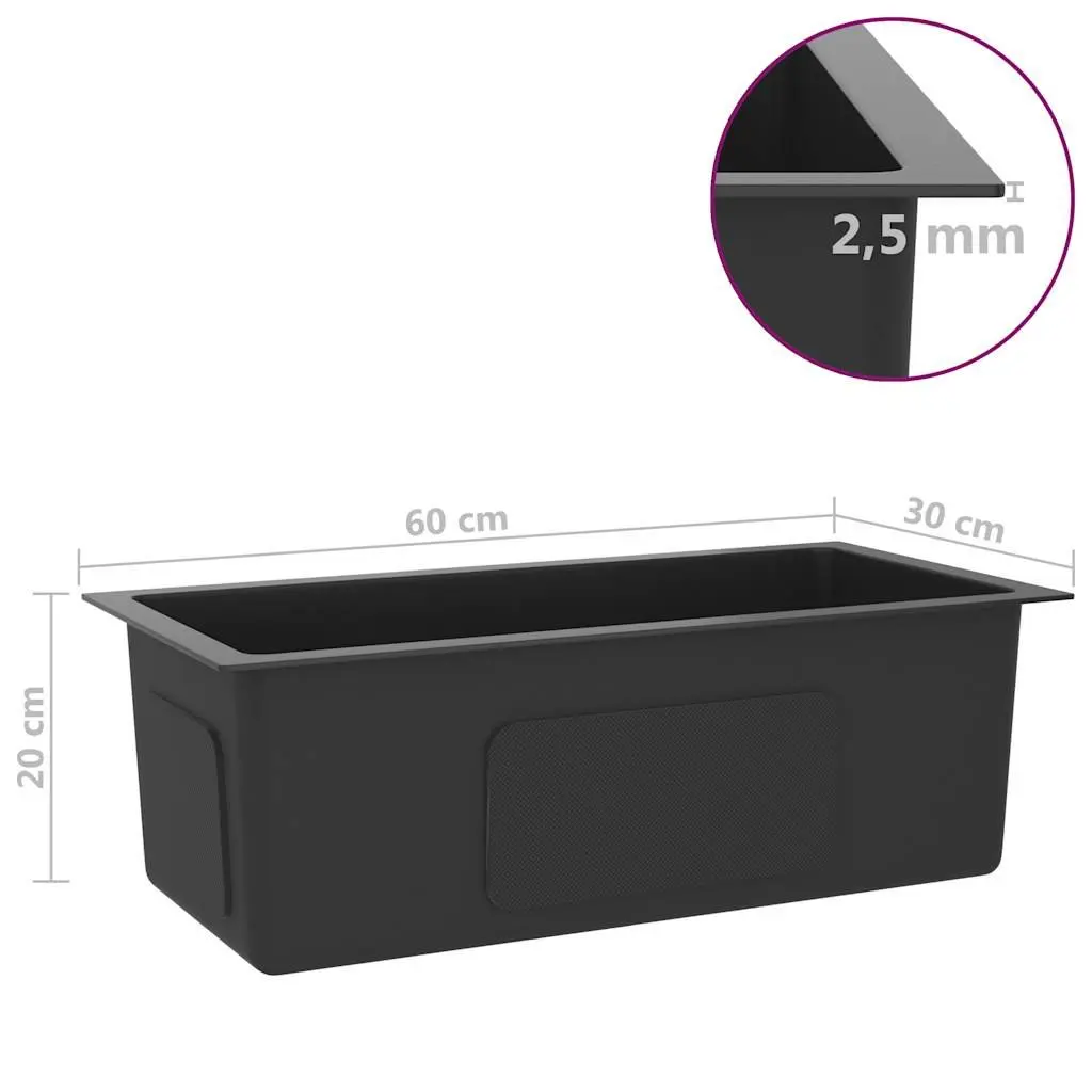 Black Kitchen Sink Stainless Steel Handmade Undermount Drop In Flush Mount Bowl